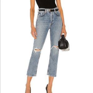 Agolde: Riley High Rise Straight Crop in Escalate